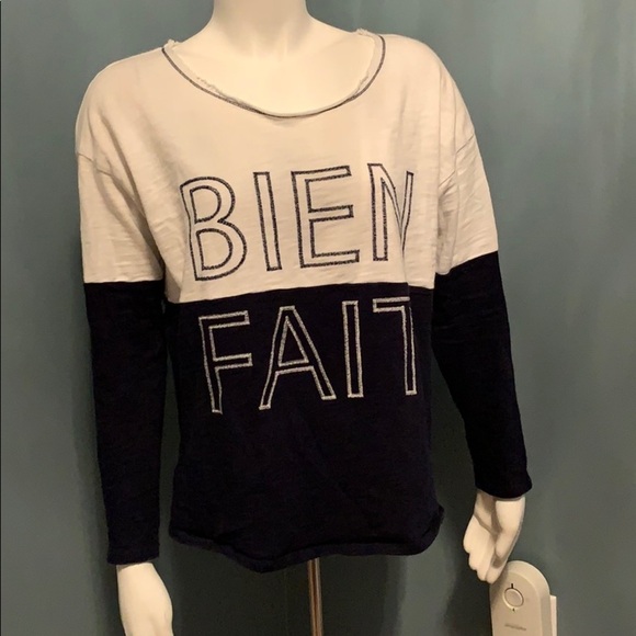 Madewell Bien Fait Navy & White Sweatshirt Small - Picture 2 of 5